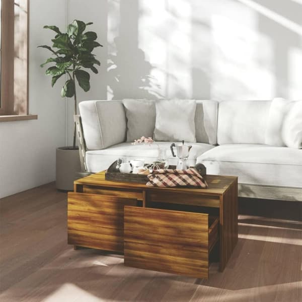 vidaXL Soffbord brun ek 90x50x41,5 cm spånskiva