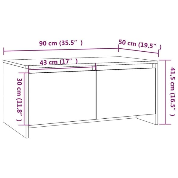 vidaXL Soffbord brun ek 90x50x41,5 cm spånskiva