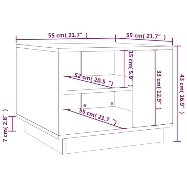 vidaXL Salongbord røkt eik 55x55x43 cm sponplate