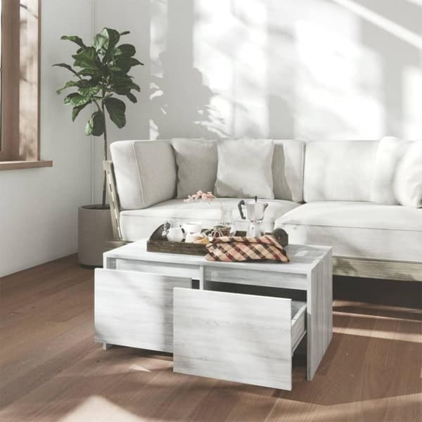 vidaXL Sohvapöytä harmaa Sonoma 90x50x41,5 cm lastulevy