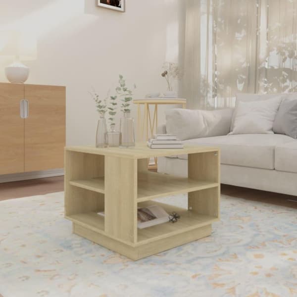 vidaXL Sohvapöytä Sonoma-tammi 55x55x43 cm lastulevy