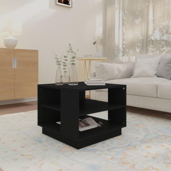 vidaXL sofabord 55x55x43 cm spånplade sort