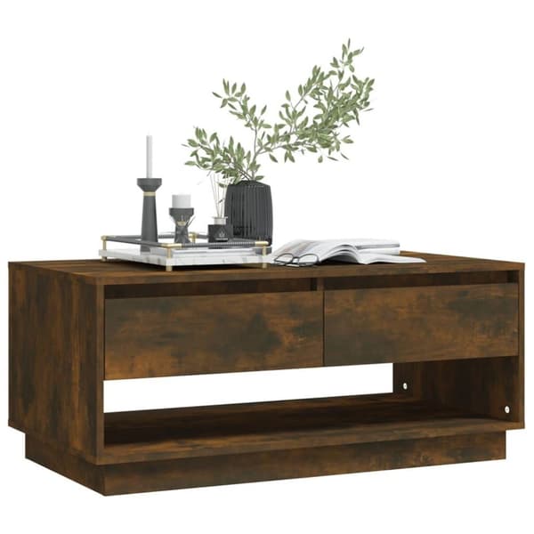 vidaXL sofabord 102,5x55x44 cm spånplade røget egetræsfarve