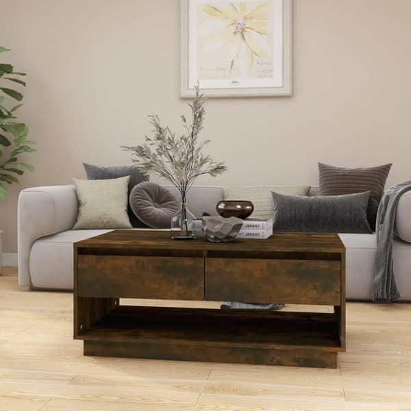 vidaXL sofabord 102,5x55x44 cm spånplade røget egetræsfarve