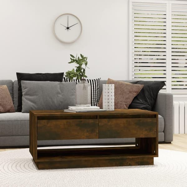 vidaXL sofabord 102,5x55x44 cm spånplade røget egetræsfarve