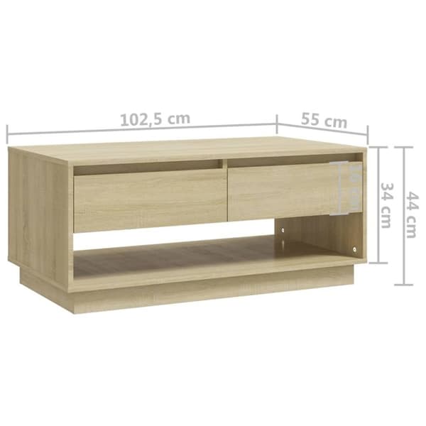 vidaXL Soffbord sonoma-ek 102,5x55x44 cm spånskiva