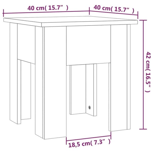 vidaXL sofabord 40x40x42 cm spånplade brun egetræsfarve