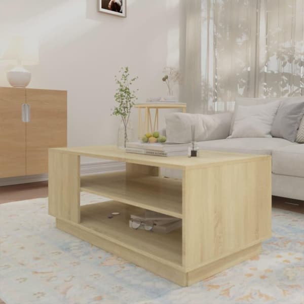 vidaXL sofabord 102x55x43 cm spånplade sonoma-eg