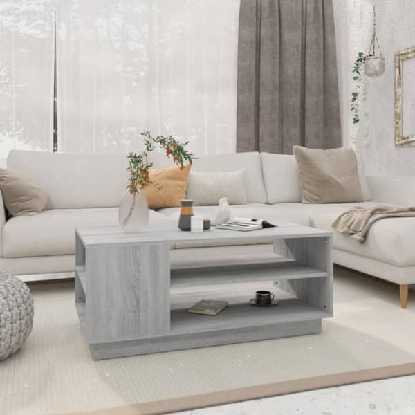 vidaXL Salongbord grå sonoma eik 102x55x43 cm sponplate