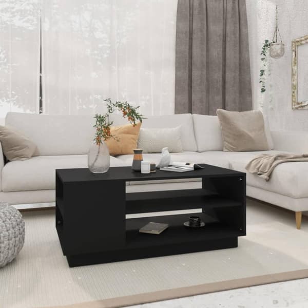 vidaXL Sohvapöytä musta 102x55x43 cm lastulevy
