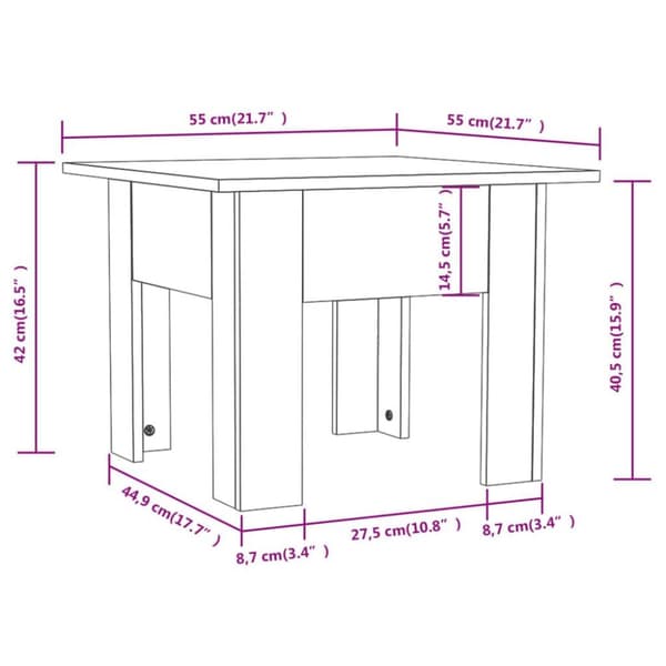 vidaXL Salongbord hvit 55x55x42 cm sponplate