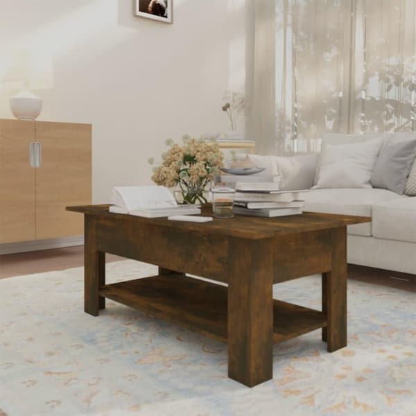 vidaXL Soffbord rökfärgad ek 102x55x42 cm spånskiva