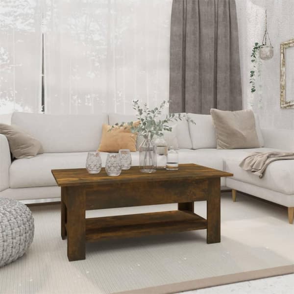 vidaXL Soffbord rökfärgad ek 102x55x42 cm spånskiva