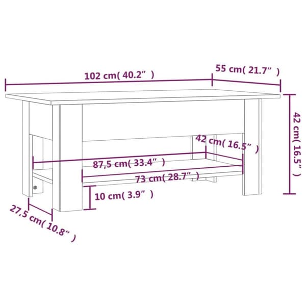 vidaXL Salongbord sonoma eik 102x55x42 cm sponplate