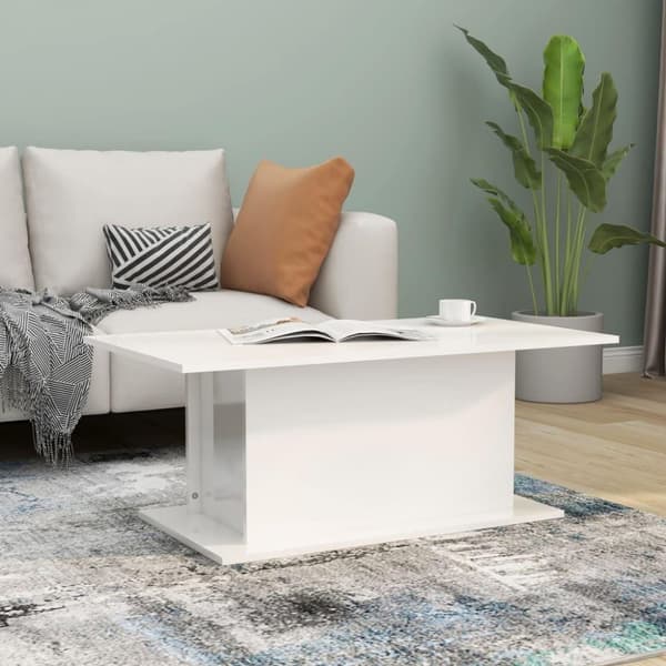 vidaXL Sohvapöytä korkeakiilto valkoinen 102x55,5x40 cm lastulevy