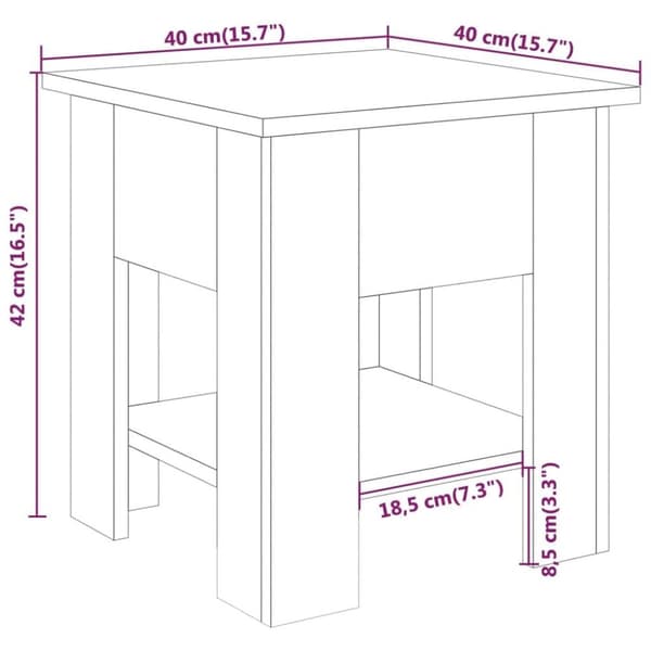 vidaXL sofabord 40x40x42 cm konstrueret træ røget egetræsfarve