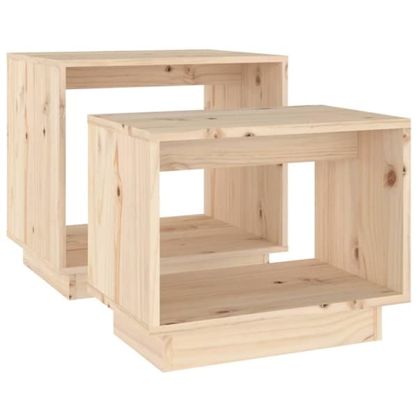 vidaXL Satsbord 2 st massiv furu