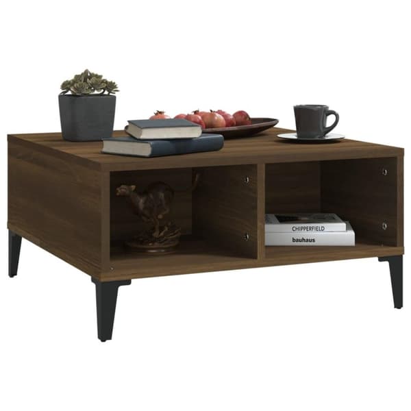 vidaXL sofabord 60x60x30 cm spånplade brun egetræsfarve