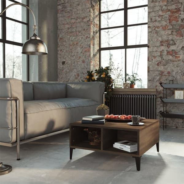 vidaXL sofabord 60x60x30 cm spånplade brun egetræsfarve