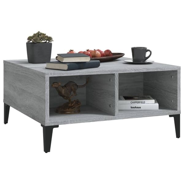 vidaXL sofabord 60x60x30 cm spånplade grå sonoma-eg