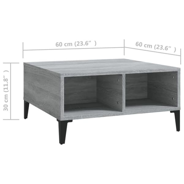 vidaXL sofabord 60x60x30 cm spånplade grå sonoma-eg