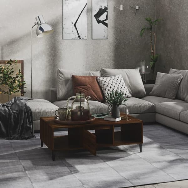 vidaXL sofabord 103,5x60x35 cm spånplade brun egetræsfarve