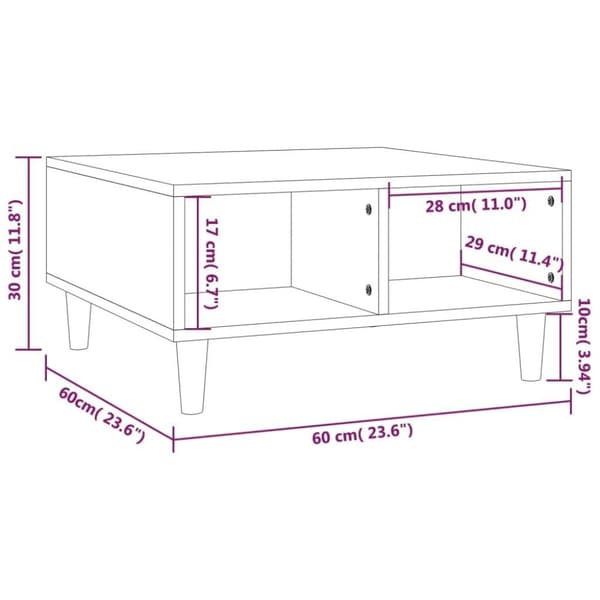 vidaXL Salongbord røkt eik 60x60x30 cm sponplate