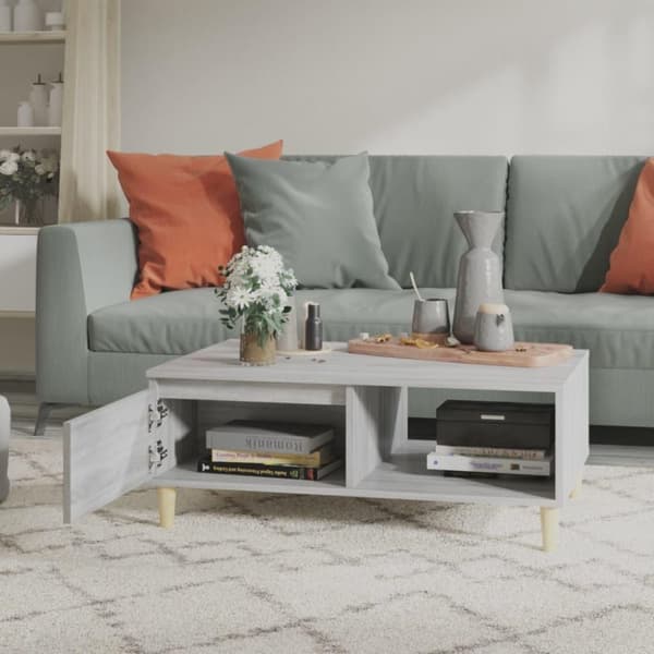 vidaXL sofabord 90x60x35 cm spånplade grå sonoma-eg