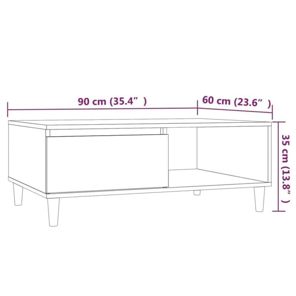 vidaXL sofabord 90x60x35 cm spånplade grå sonoma-eg