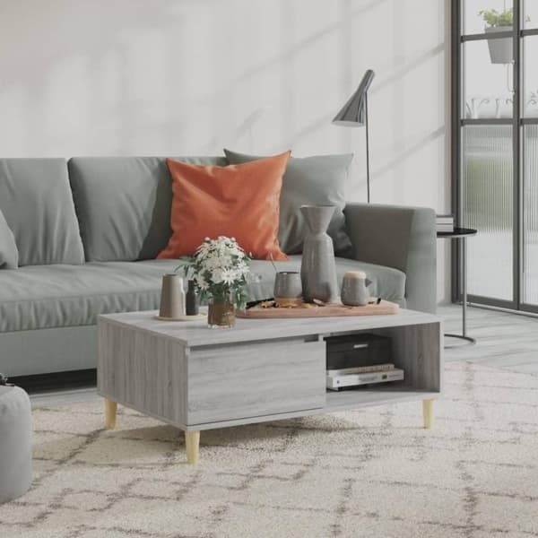 vidaXL sofabord 90x60x35 cm spånplade grå sonoma-eg