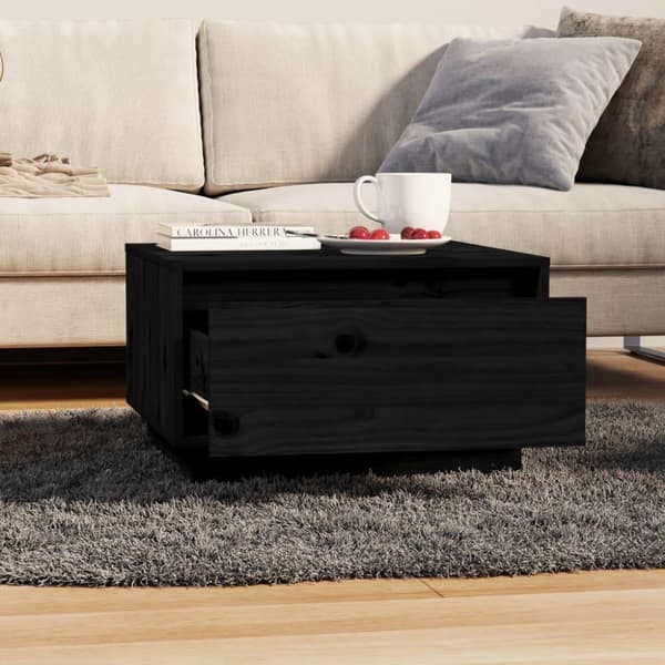 vidaXL sofabord 55x56x32 cm massivt fyrretræ sort