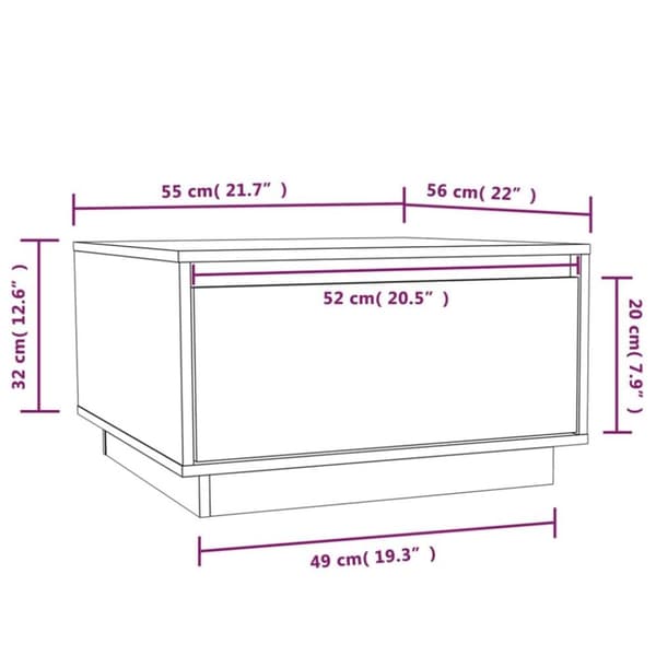 vidaXL sofabord 55x56x32 cm massivt fyrretræ sort