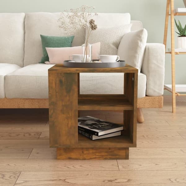 vidaXL Salongbord røkt eik 40x40x43 cm konstruert tre