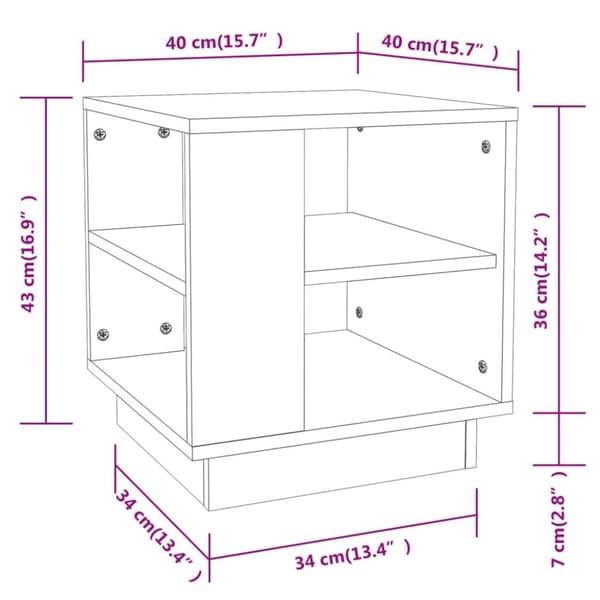 vidaXL Salongbord røkt eik 40x40x43 cm konstruert tre