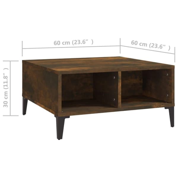 vidaXL sofabord 60x60x30 cm spånplade røget egetræsfarve
