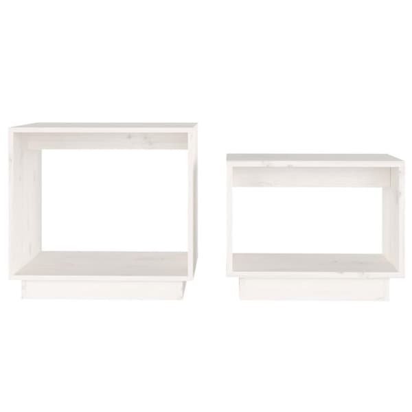 vidaXL Satsbord 2 st vit massiv furu