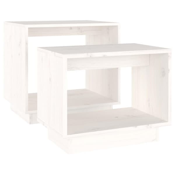 vidaXL Satsbord 2 st vit massiv furu