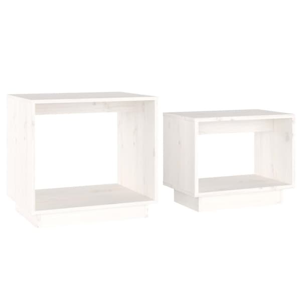 vidaXL Satsbord 2 st vit massiv furu