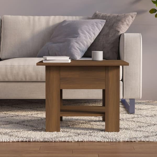 vidaXL Sohvapöytä ruskea tammi 55x55x42 cm lastulevy