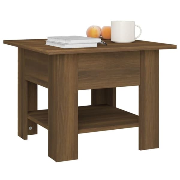 vidaXL Sohvapöytä ruskea tammi 55x55x42 cm lastulevy