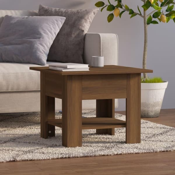 vidaXL Sohvapöytä ruskea tammi 55x55x42 cm lastulevy