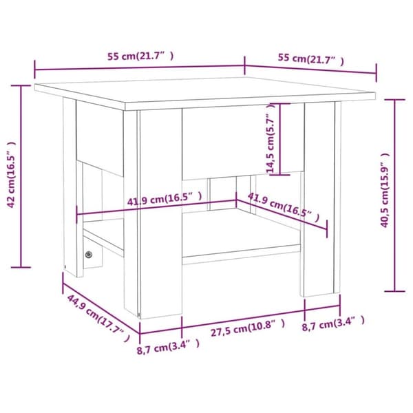 vidaXL Salongbord svart 55x55x42 cm sponplate