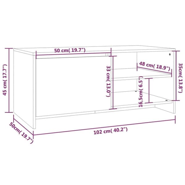 vidaXL Sohvapöytä savutammi 102x50x45 cm tekninen puu