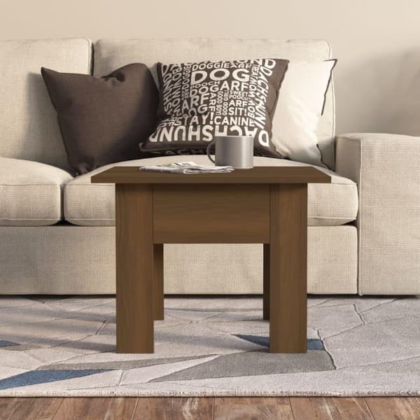 vidaXL Salongbord brun eik 55x55x42 cm sponplate