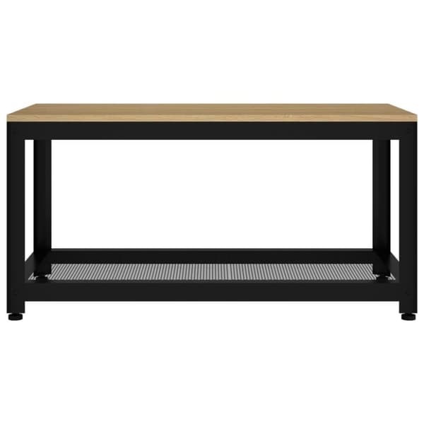 vidaXL Sidobord ljusbrun och svart 90x40x45 cm MDF och järn