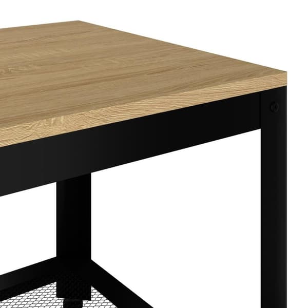 vidaXL Sidobord ljusbrun och svart 90x40x45 cm MDF och järn