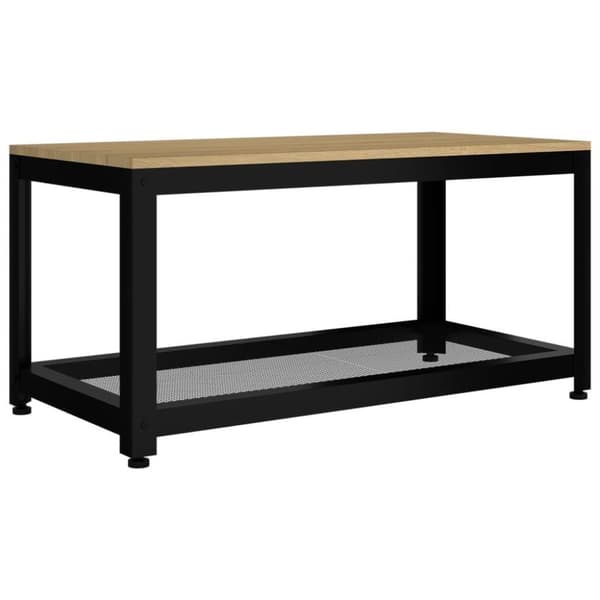 vidaXL Sidobord ljusbrun och svart 90x40x45 cm MDF och järn