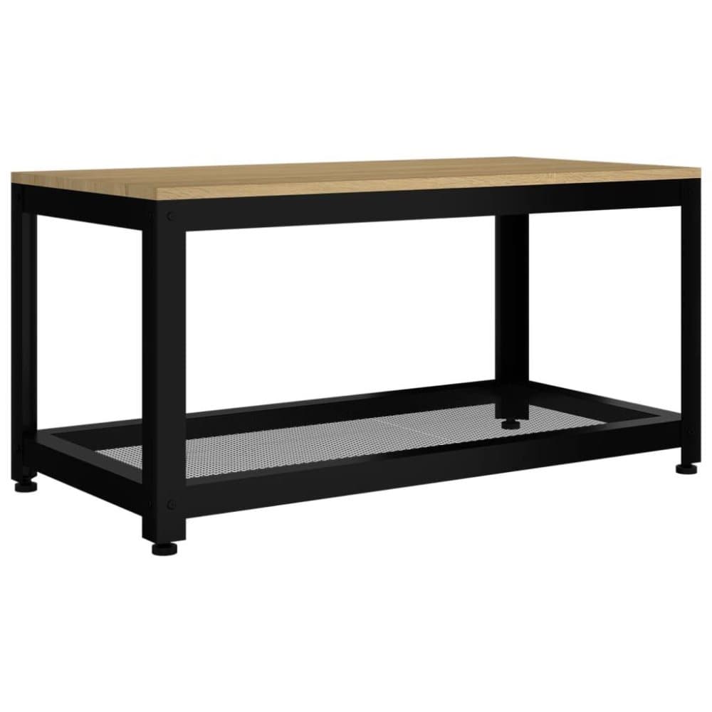 vidaXL Sidobord ljusbrun och svart 90x40x45 cm MDF och järn