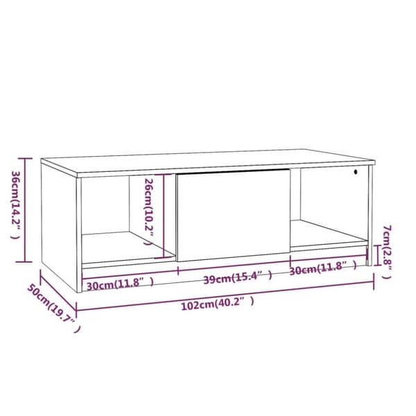 vidaXL Soffbord sonoma-ek 102x50x36 cm konstruerat trä