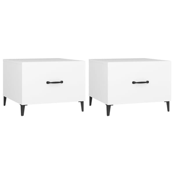 vidaXL Salongbord med metallben 2 stk hvit 50x50x40 cm